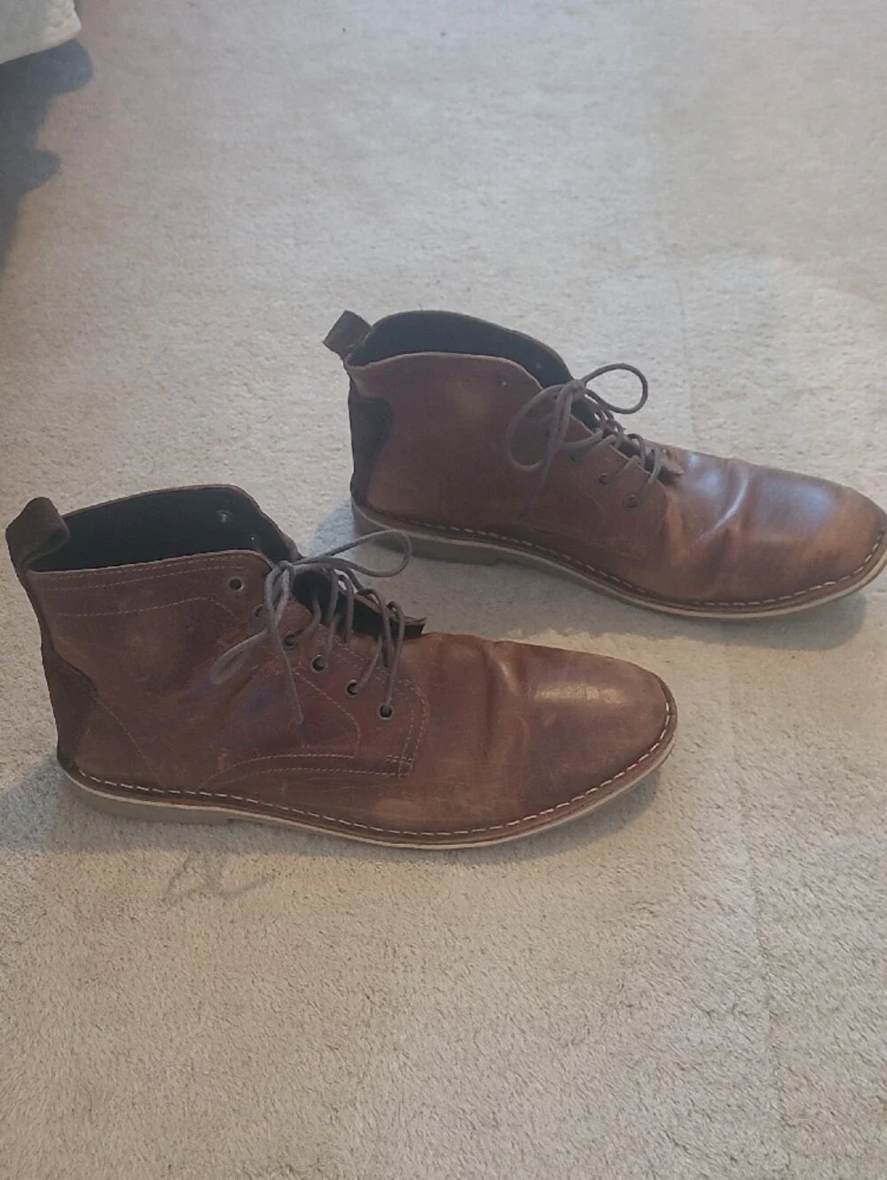 ASOS Brown Leather Chukka Boots with Lace-Up Closure Size 9
